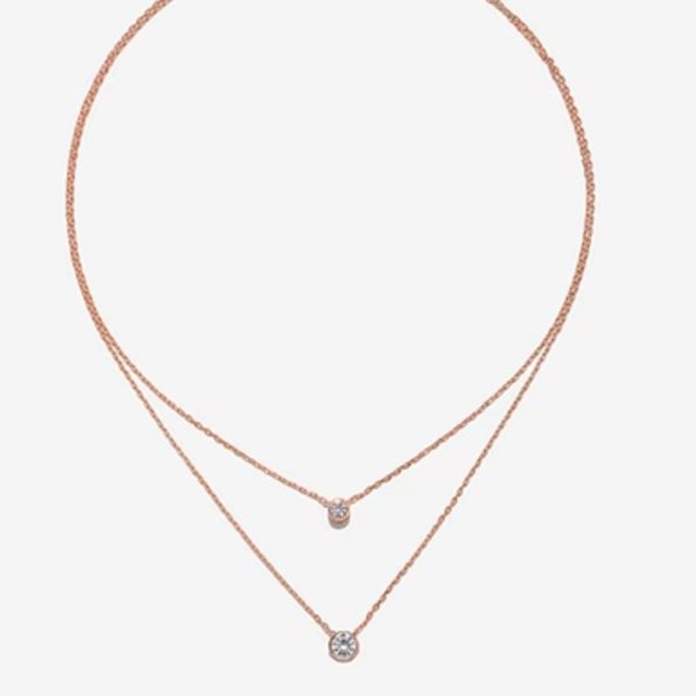 Bijoux Bar Rose Tone Slider Pendant 16 Inch Link Strand Necklace Nib